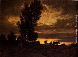 Theodore Rousseau Famous Paintings - Landscape With A Ploughman